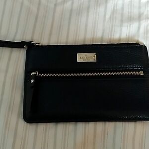 Kate Spade black pebbled leather wristlet